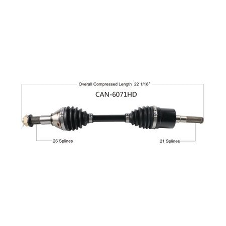 Wide Open Heavy Duty CV Axle CAN AM HD Fr OUTLANDER/RENEGADE 500/800R 11-12 CAN-6071HD
